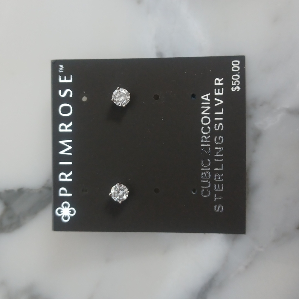 Primrose cubic zirconia sterling silver earrings pair of 2 earrings new with tag